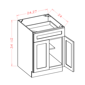 Shaker Cinder Base Cabinet Dimensions: 24x34x24