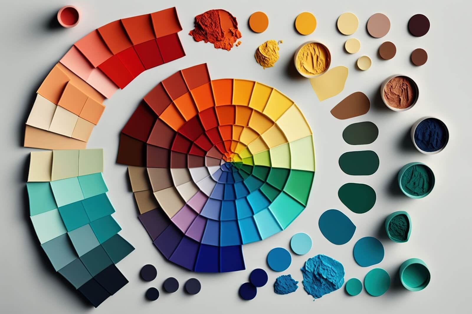 Color wheel with various colors and shades representing cabinet color and color psychology